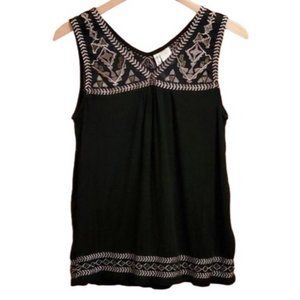 SIMPLY IRRESISTIBLE M BLACK & GOLD EMBROIDERED SLEEVELESS TOP
